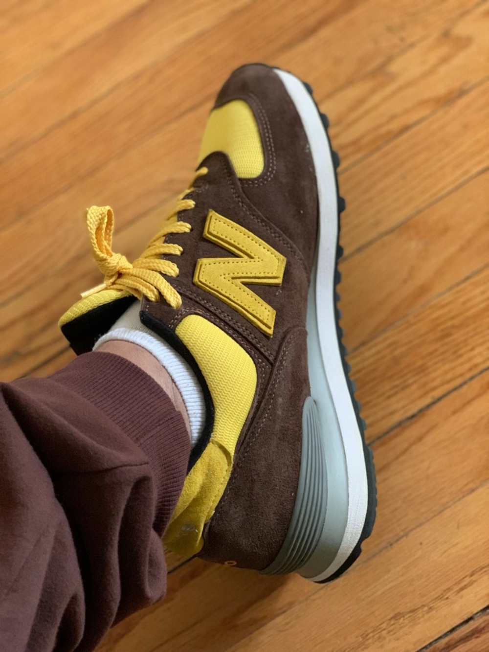 New Balance Brown and Yellow Retro Runner Sneaker